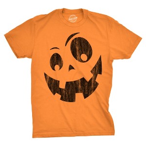 Mens Silly Jack Pumpkin T Shirt Funny Halloween Jack O Lantern Goofy Smile Tee For Guys - Crazy Dog Men's T Shirt - 1 of 4