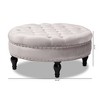 Palfrey Velvet Fabric Upholstered Button Tufted Cocktail Ottoman Gray - Baxton Studio: Eucalyptus Wood, Antique Brass Studs - 4 of 4