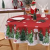 Round Christmas Tablecloth 60 Inch Round Table Cover Xmas Tree and Snowman Christmas Table Cloth Indoor Decorative Table Cover for Holiday Party - 2 of 4