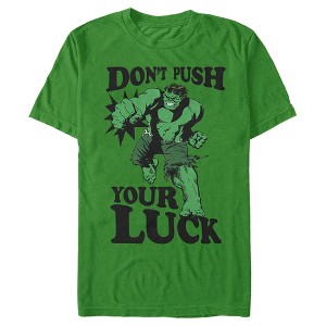 Men's Marvel St. Patrick's Day The Hulk Don't Push Your Luck T-Shirt - 1 of 4