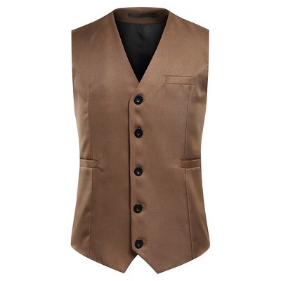 Cloudstyle Mens V-Neck Dress Suit Business Casual Suit Vest Waistcoat 5 Button Slim Fit