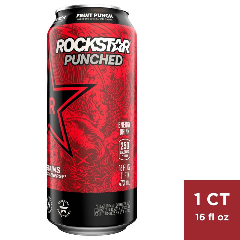Rockstar Punched Fruit Punch Energy Drink - 16 fl oz can, 1 of 6