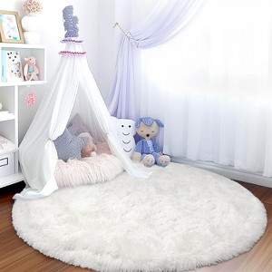 LOVEVOOK Round Fluffy Area Rug - Super Soft Circle Rugs for Kids Room - Shaggy Rugs for Nursery Fuzzy Carpet for Boys Girls Room - 1 of 4