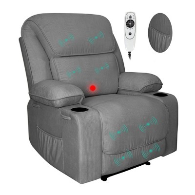 Electric Power Recliners with Massage and Heat Adjustable Faux Leather Armchair with Cup Stand, Ideal for Living Room, Office, Bedroom