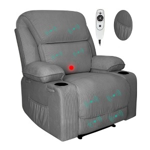 Electric Power Recliners with Massage and Heat Adjustable Faux Leather Armchair with Cup Stand, Ideal for Living Room, Office, Bedroom - 1 of 4