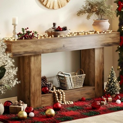 Resenkos Entryway Table, Console Sofa Table,63" Wood Console Table, Farmhouse 2-Tier Sofa Table Entryway Table,Rustic