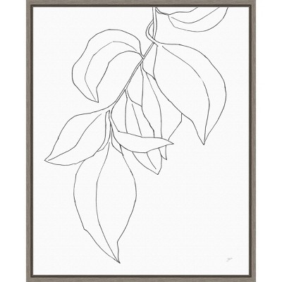 16" x 20" Line Leaves I by Karyn Panganiban Framed Wall Canvas - Amanti Art