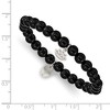 Chisel Stainless Steel Polished Lotus 6mm Black Agate Beaded Stretch Bracelet - 4 of 4