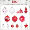 Aoibox 42 Piece Christmas Ornament Set Shatterproof Red and White Ball Ornaments Various Styles for Holiday Tree Decoration - 2 of 4