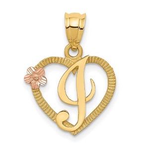 Black Bow Jewelry 14k Two Tone Gold Grace Collection 15mm Heart Initial I Pendant - 1 of 4
