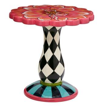 BrylaneHome Exclusive Hand-Painted Flower Side Table Patio Table