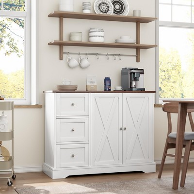 Buffet Cabinet with Storage, Coffee Bar Cabinet with 3 Drawers
