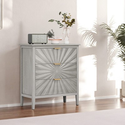 3-Drawer Chest of Drawers, Small Storage Cabinet with Doors, Gray Accent Cabinets for Bedroom, Entryway or Living Room - Cuddlewood