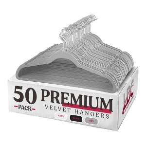 30/50 Non Slip Velvet Hangers Premium Heavy Heavy Duty Clothes Hangers with 360 Swivel Hook - Lux Decor Collection - 1 of 3