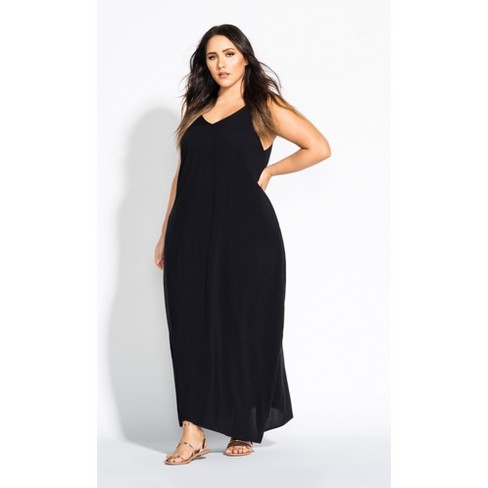 City Chic | Women's Plus Size V Neck Maxi Dress - Black - 16w : Target