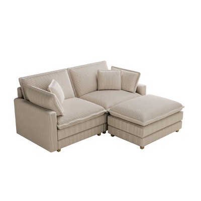 NicBex 70.86 Inch Modular Corduroy Sectional Sofa,L-Shaped Couch with Ottoman and 4 Pillows for Living Room,Apartment,Office,Beige