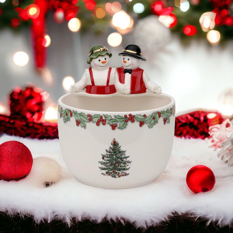 Spode Christmas Tree Mr. & Mrs. Snowman Candy Bowl, 4 of 6