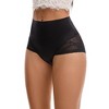 INSPIRE CHIC Women's Hi-Cut Satin High Waisted Lace Trimmed Tummy Control Underpants Briefs - 4 of 4