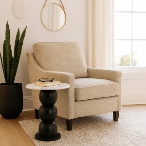 Bubble End Table, Side Table, or Small Night Stand for Room Decor - Bedside Table with Marble Top for Bedroom or Living Room Decor - 21" White & Black - 1 of 4