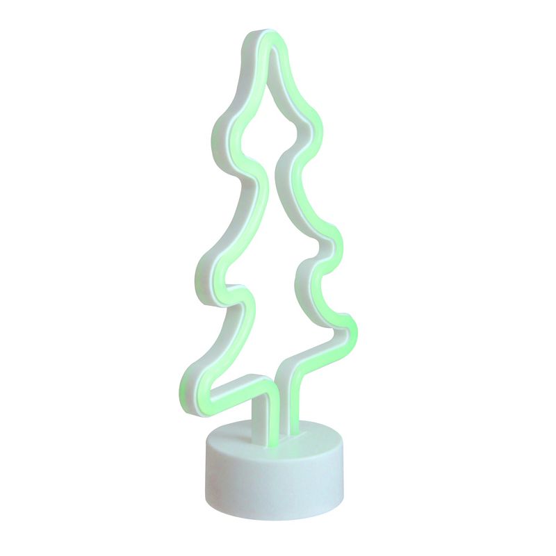 Northlight 11" Battery Operated Neon Style LED Christmas Tree Table Light - Green, 4 of 10