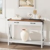 Farmhouse Entryway Table, Wooden Console Table with Drawers, 2 Tier Sofa Table with Storage - 3 of 4