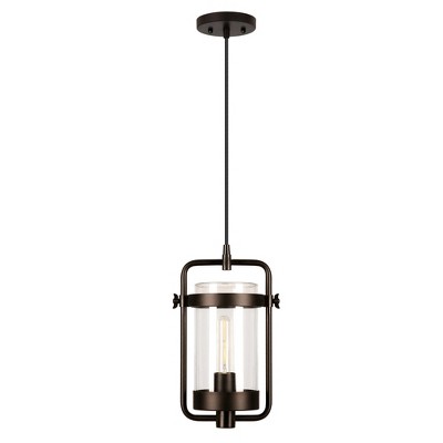 Hudson and Canal 11" Wide Industrial Pendant with Glass Shade