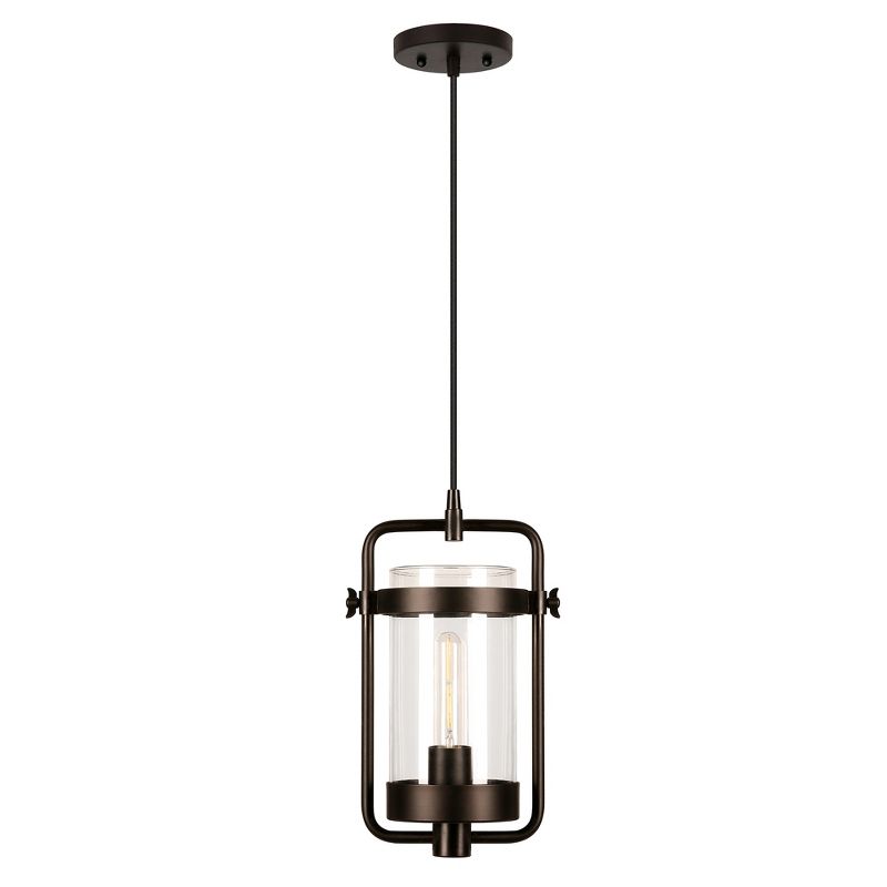 Hampton & Thyme 11" Wide Industrial Pendant with Glass Shade, 1 of 12