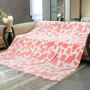 Lomsoe Pink Print Blanket Soft Flannel Blanket, Cozy Blanket and Throw for Adults Kids Boys Teens Warm Throw All-Season for Couch Sofa Bed - 1 of 4