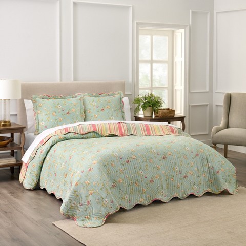 Waverly Garden Glitz 100% Cotton Bed Spread Queen Vapor