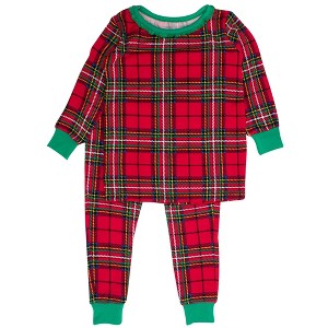 RuffleButts SoftSnooze Toddler Girls Holiday Ruffle Long Sleeve Pajama Set - 1 of 2