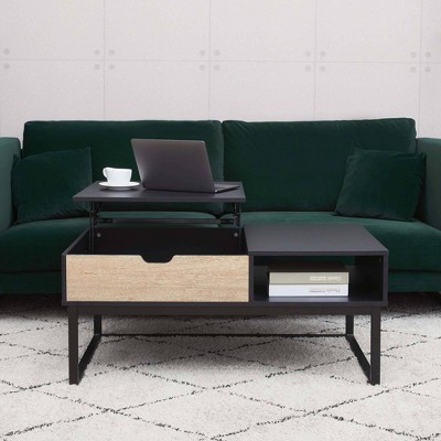 Bryson 42" Two-Tone Wood & Metal Lift-Top Coffee Table with Storage