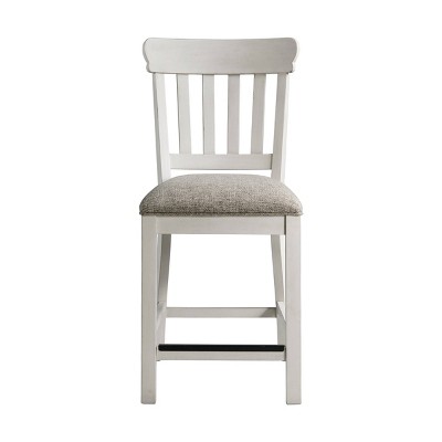 Rustic White and Gray Wood Counter Height Stool