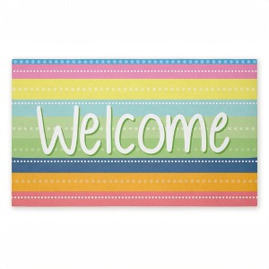 Stupell Industries Spring Striped Welcome Printed Outdoor Door Mat, design by Emily Cromwell, 18"x30" - 1 of 4