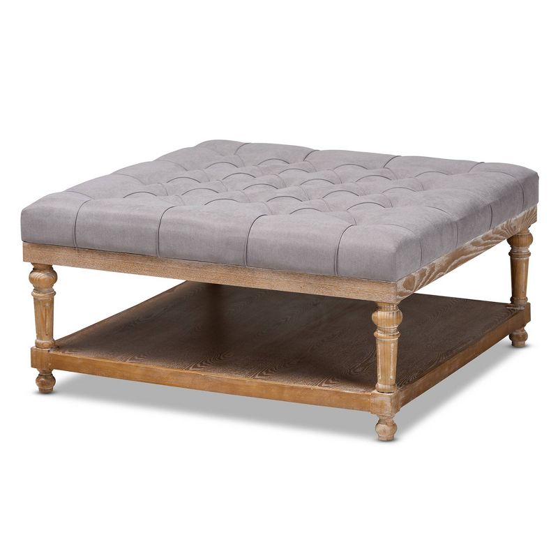 Kelly Linen Fabric Upholstered Wood Cocktail Ottoman - Baxton Studio, 1 of 11