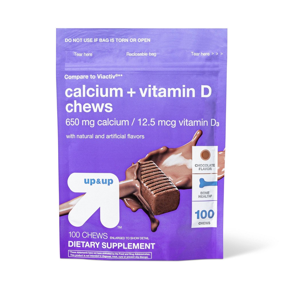 Photos - Vitamins & Minerals Calcium Supplement Soft Chews - Chocolate - 100ct - up & up™