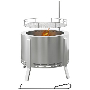 Outsunny 2-in-1 Smokeless Fire Pit BBQ Grill 19" Wood Burning Firepit with Poker - 1 of 4