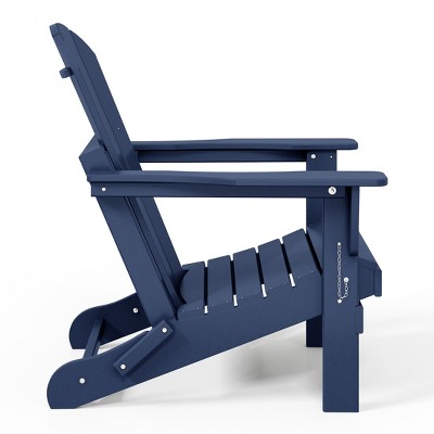 Navy Blue HDPE Outdoor Folding Adirondack Chair Set