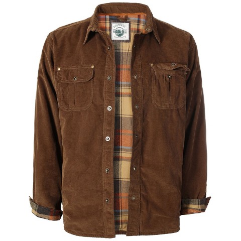 GIOBERTI Men's 100% Cotton Extremely Soft Corduroy Shirt Jacket with Flannel Lining, Camel, 2XL