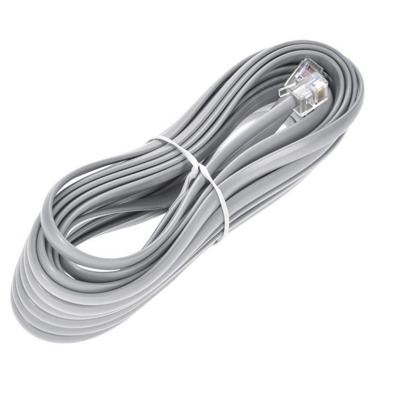Monoprice Phone cable - 25 Feet - Silver Satin Color, RJ12 Connectors (6P6C), Straight, Flat Cable Body For Data, 4 of 7