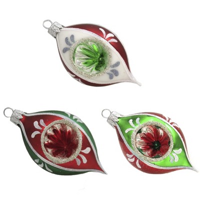 Santa Land 3.5" Woodland Petite Reflectors Ornament S/3  Drop Indent Tree  -  Ornament Sets