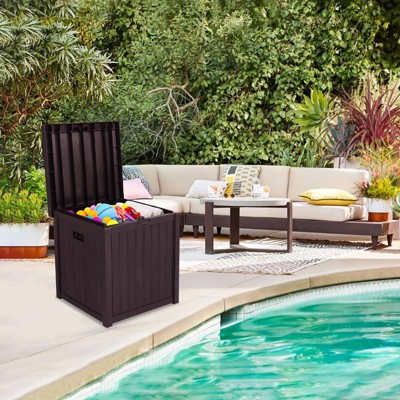 VisioGear 51 Gal Outdoor Garden Plastic Storage Deck Box for Tools Cushions Toys, Brown, 22"*22"*24.5"