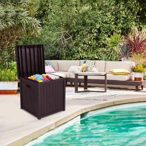 VisioGear 51 Gal Outdoor Garden Plastic Storage Deck Box for Tools Cushions Toys, Brown, 22"*22"*24.5" - 1 of 4