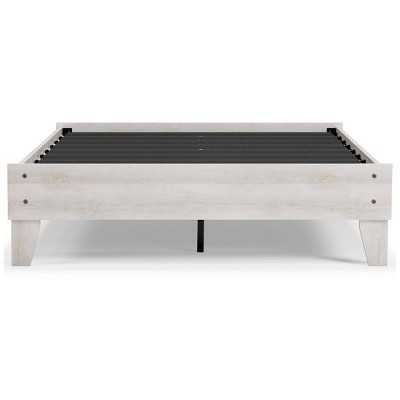 Whitewash Chic Full Platform Bed with Storage Drawer