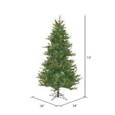 7.5' Slim Mixed Country Pine Artificial Christmas Tree with Pine Cones