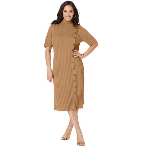 Jessica London Women's Plus Size Square Neck Midi Dress 