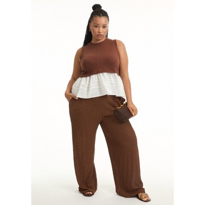 June + Vie by Roaman's Women's Plus Size Sleeveless Peplum Sweater