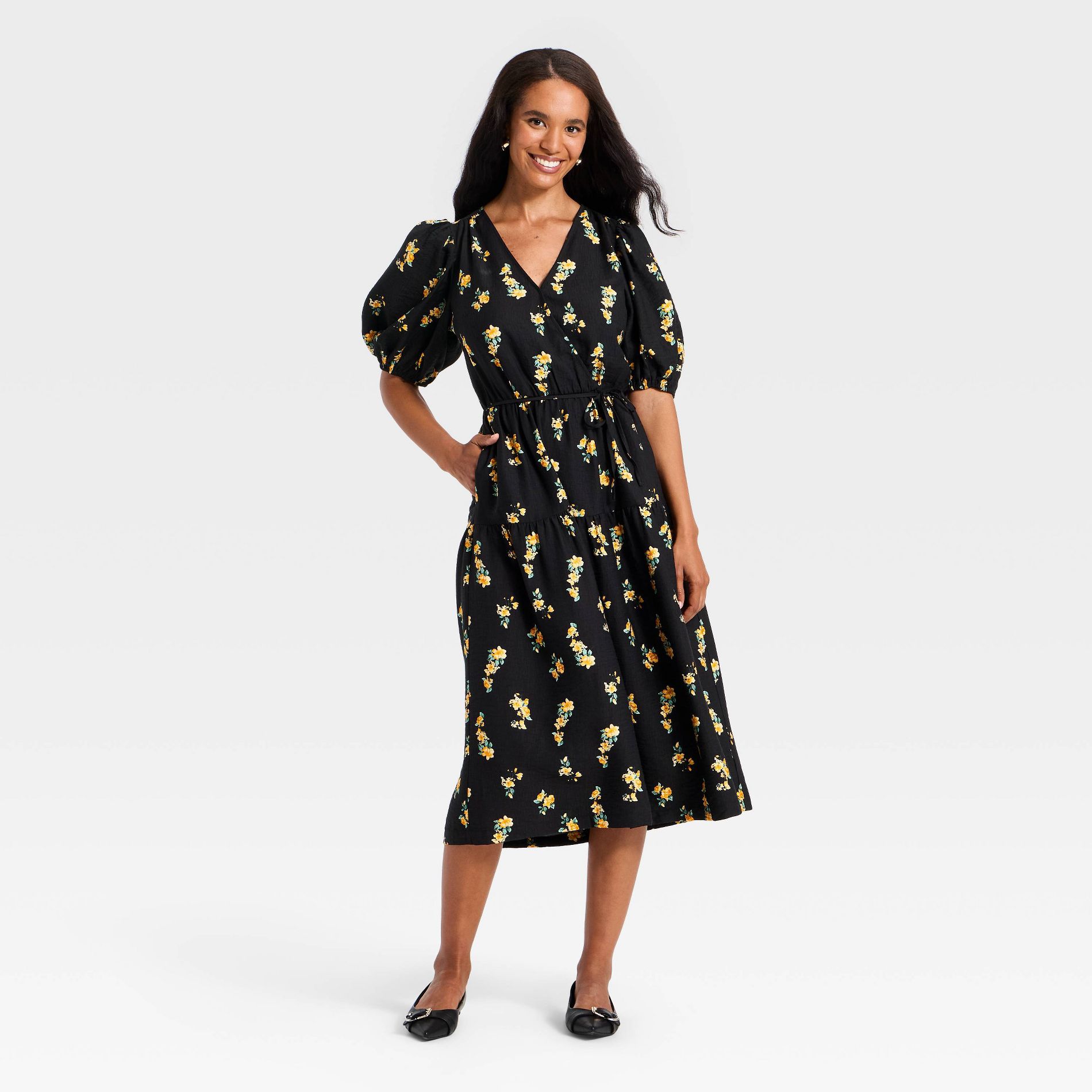 Women's Wrap Tie Tier Dress - A New Day™