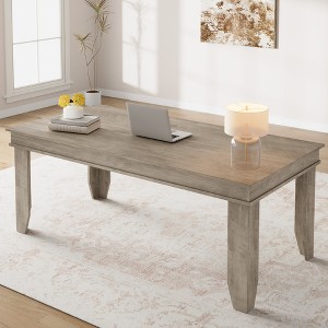 Farmhouse Dining Table for 6-8 People, 70.87" Long Wooden Kitchen Table with Sturdy Frame & Rustic Brown Finish - 1 of 3