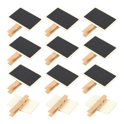 24 Piece Mini Memo Blackboard Chalkboard Wooden Clip per 7cm x 5cm Memo Chalkboard Table Card 