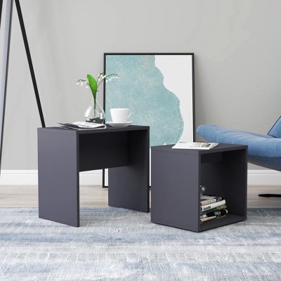 vidaXL Coffee Table Gray Engineered wood Small Stackable Rectangular